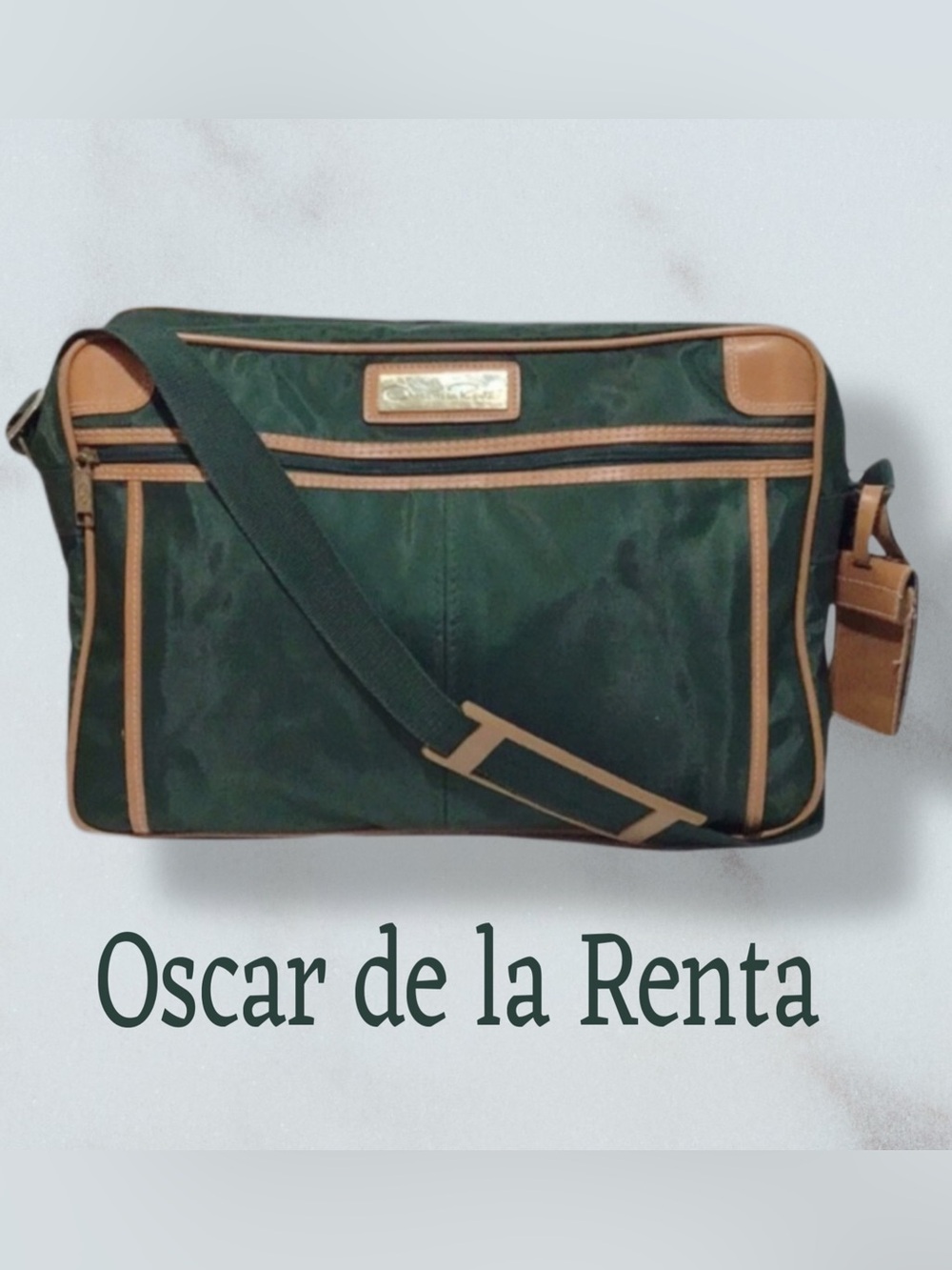 OSCAR DE LA RENTA Travel Bag Leather Trim Vintage